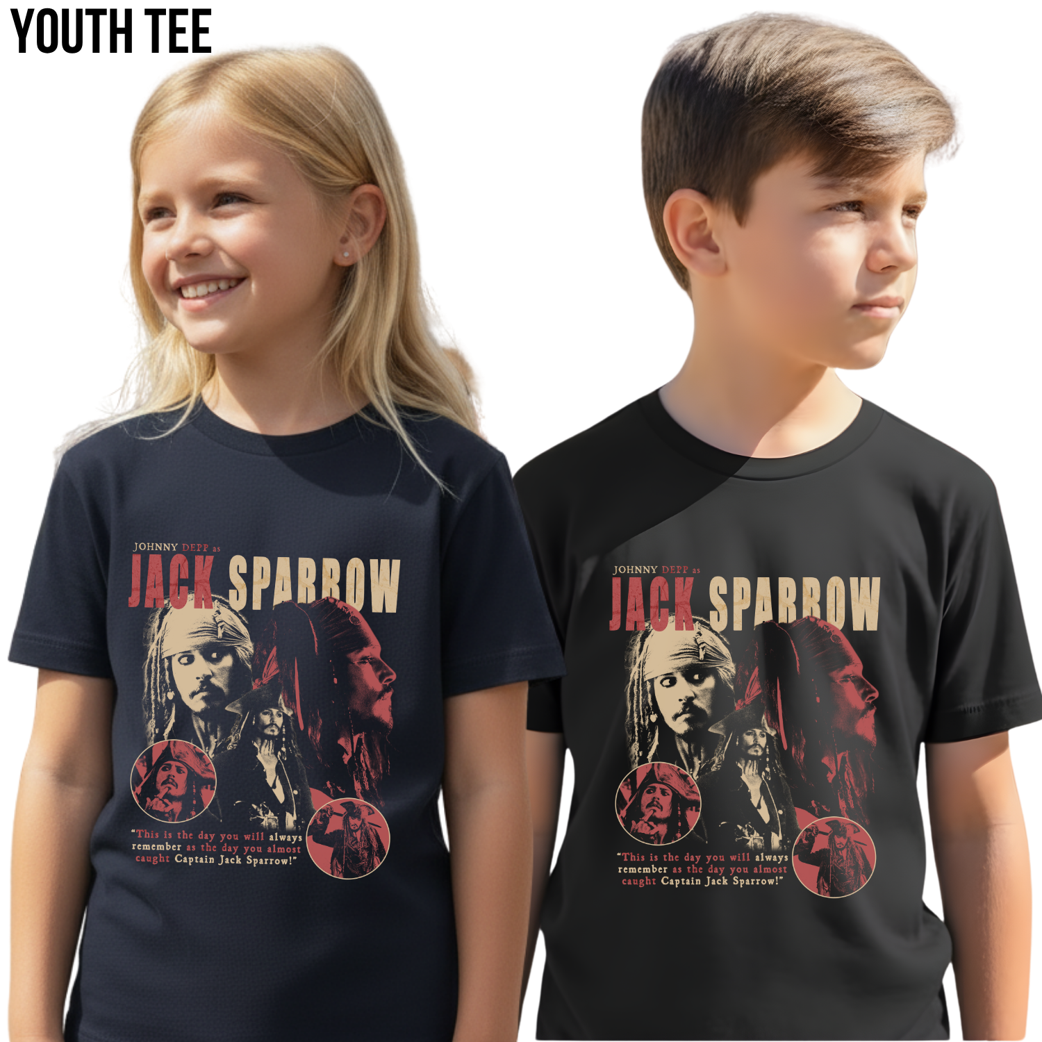 Jack Sparrow Shirt – Johnny Depp as Jack Sparrow Collage Tee, Pirates of the Caribbean Fan Gift, Captain Jack Sparrow Graphic Shirt, Disney Pirates Shirt