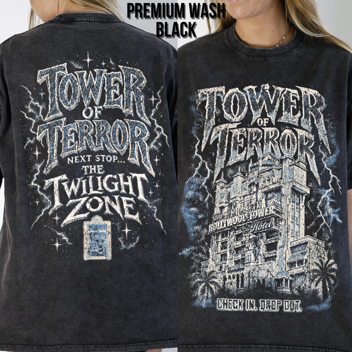 Tower of Terror Shirt – Hollywood Tower Hotel Double Sided Disney Ride Graphic Shirt, Disney Parks Fan Gift, Vintage Tower of Terror Twilight Zone Shirt, Retro Disney Attraction Merch