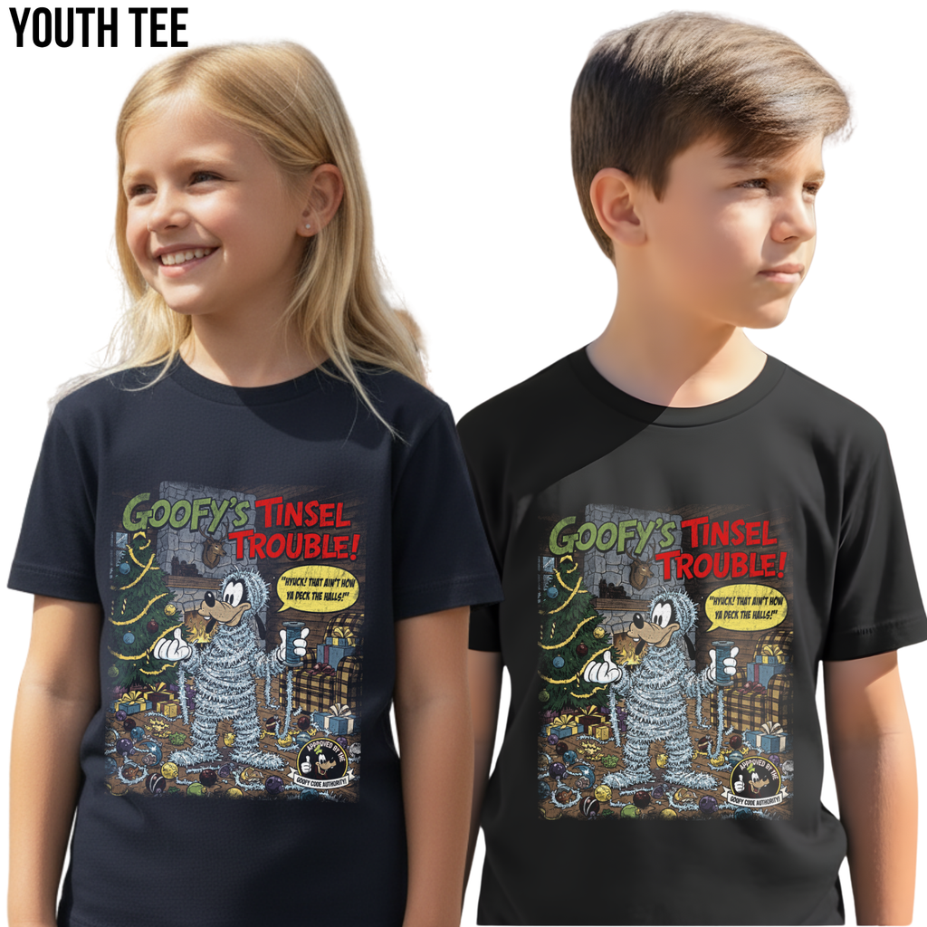 Goofy Christmas Shirt – Goofy's Tinsel Trouble Vintage Comic Graphic Shirt, Disney Goofy Holiday Fan Gift, Disney Christmas Comic Shirt, Disney Holiday Merch