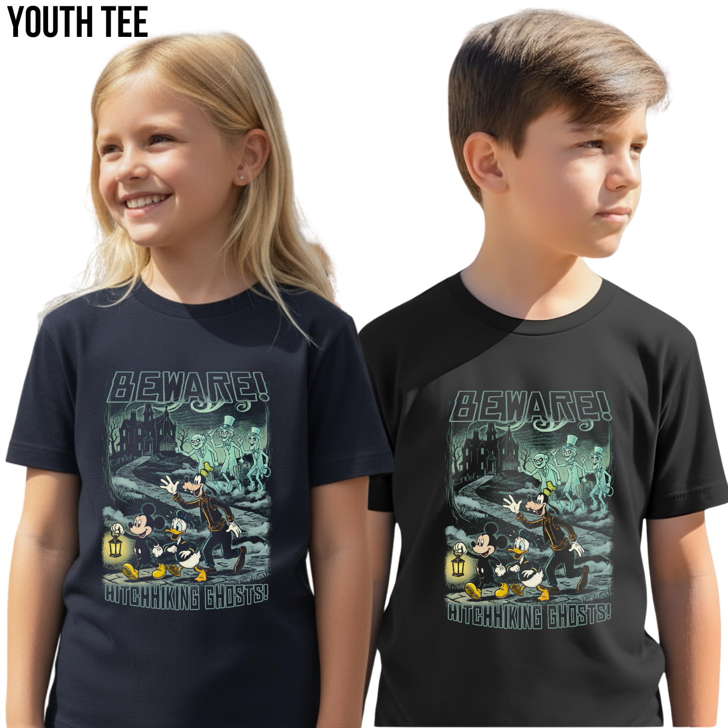 Haunted Mansion Shirt – Mickey, Donald & Goofy Hitchhiking Ghosts Vintage Tee