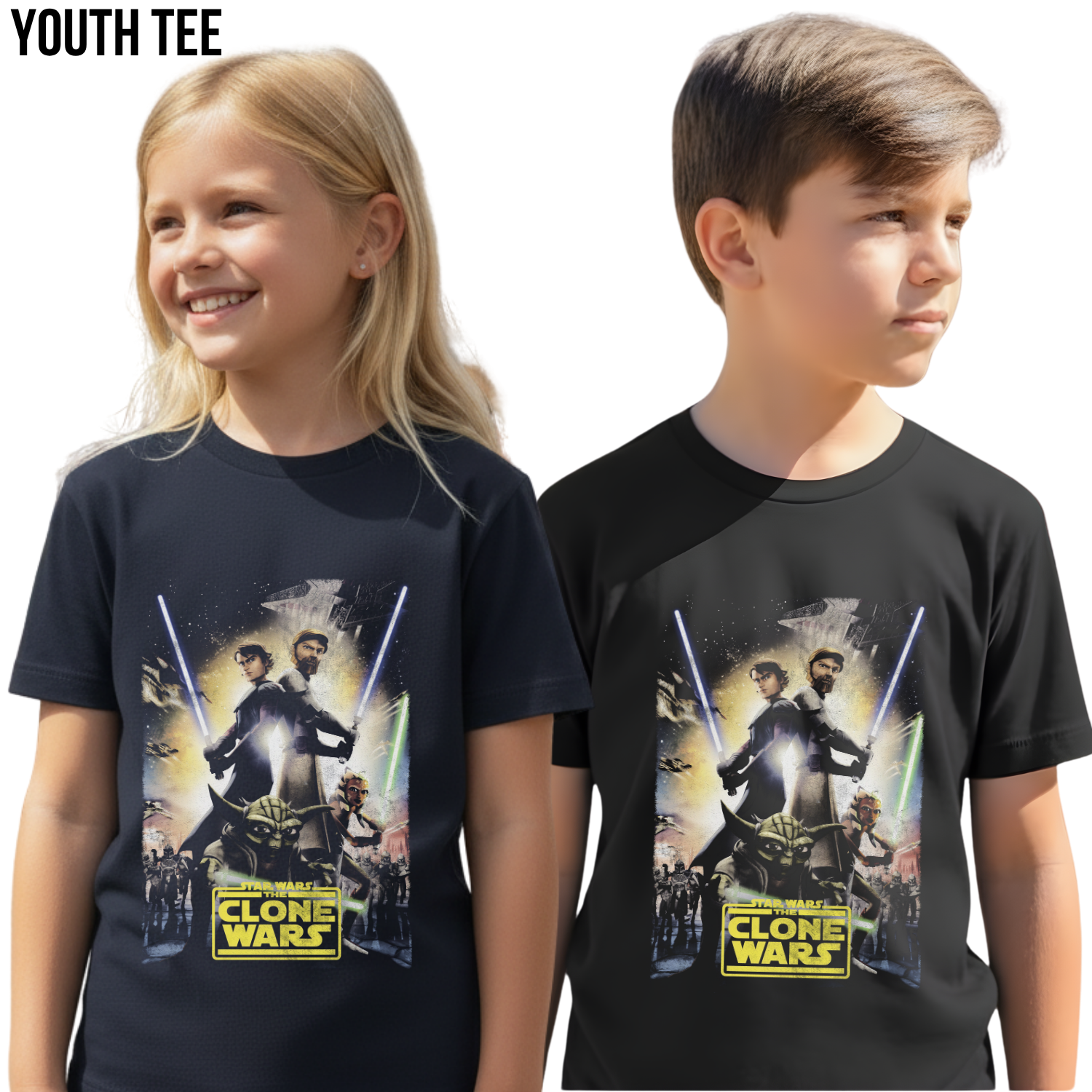 Star Wars The Clone Wars Shirt – Anakin Obi-Wan Ahsoka Yoda Graphic Tee