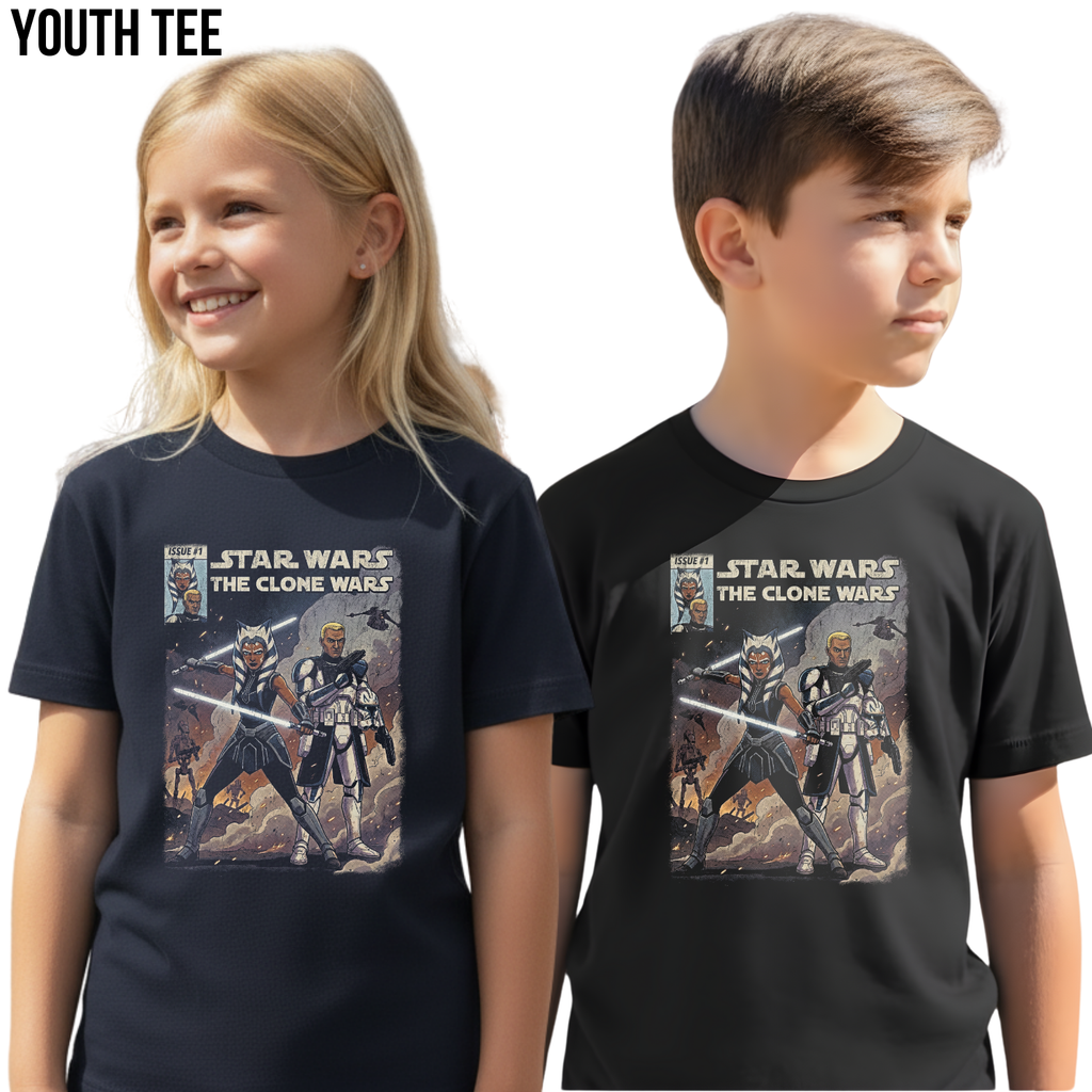 Star Wars the Clone Wars Shirt – Ahsoka Tano & Captain Rex Vintage Comic Tee