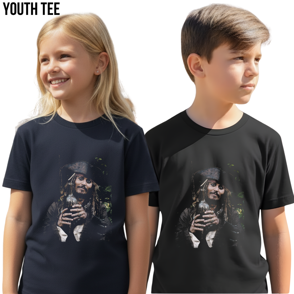 Jack Sparrow Shirt – Captain Jack Sparrow Rum Bottle Portrait Tee, Pirates of the Caribbean Fan Gift, Johnny Depp Jack Sparrow Graphic Shirt, Disney Pirates Shirt