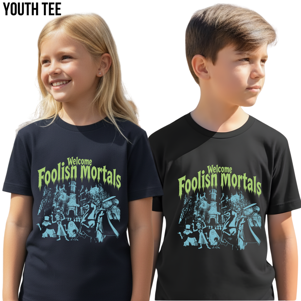 Haunted Mansion Shirt – Welcome Foolish Mortals Haunted Mansion Headless Horseman Hitchhiking Ghosts Tee, Walt Disney World Halloween Shirt, Disney Haunted Mansion Fan Gift