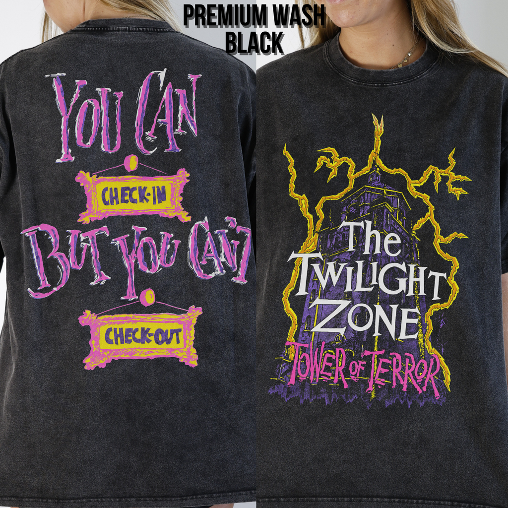 Tower of Terror Shirt – Twilight Zone Tower of Terror You Can Check In But You Can't Check Out Double Sided Tee, Disney World Ride Fan Gift, Hollywood Studios Shirt