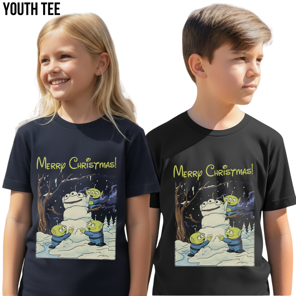 Toy Story Aliens Christmas Shirt – Pizza Planet Aliens Snowman Merry Christmas Graphic Shirt, Disney Pixar Holiday Fan Gift, Toy Story Christmas Shirt, Disney Pixar Holiday Merch