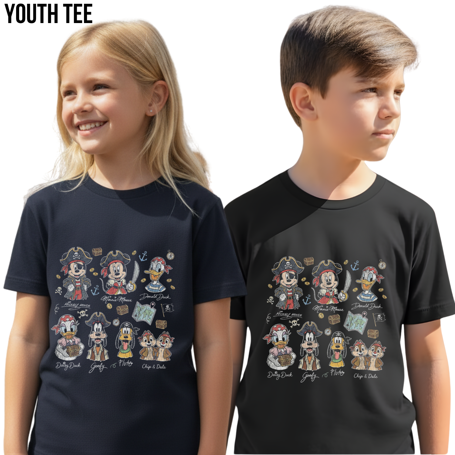 Disney Pirate Shirt – Mickey Mouse Minnie Goofy Donald Daisy Pluto Chip Dale Pirate Crew Tee, Disney Characters Pirate Shirt, Disney Fan Gift, Disney Vacation Shirt