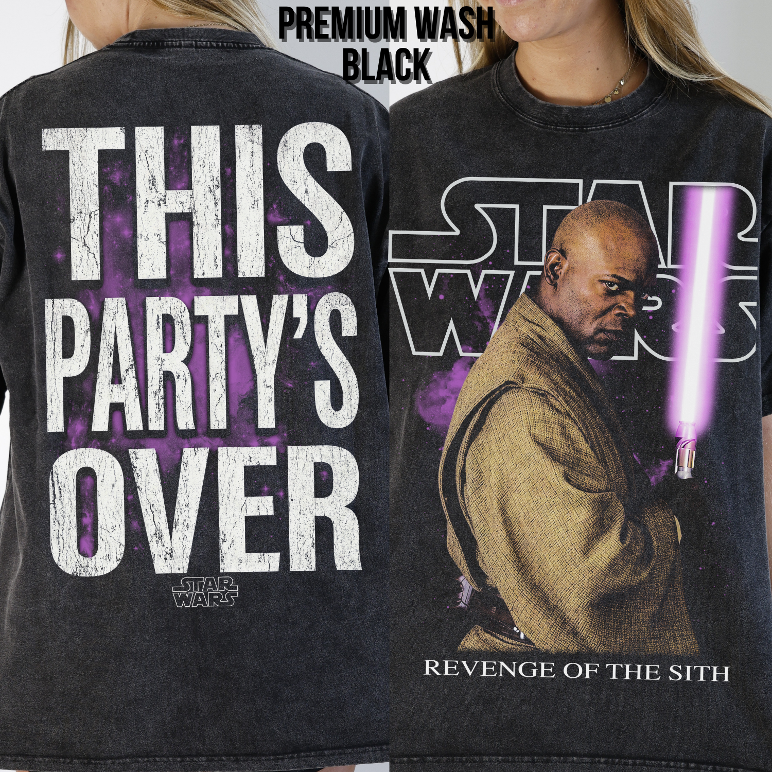 Star Wars Mace Windu Shirt – This Party's Over Double Sided Graphic Tee, Mace Windu Fan Gift, Revenge Of The Sith Shirt