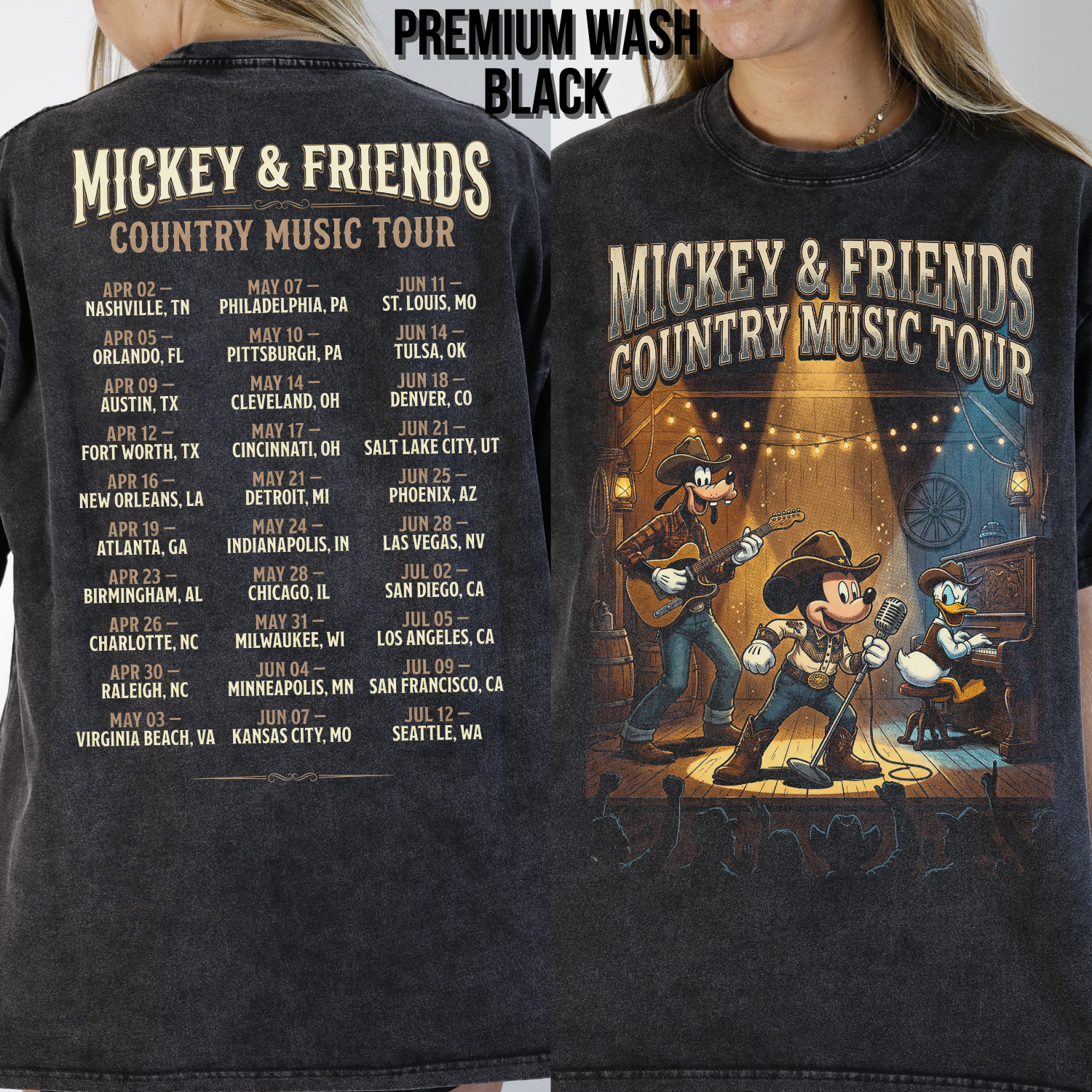 Mickey & Friends Country Music Tour Shirt – Mickey, Donald, Goofy Western Concert Tee