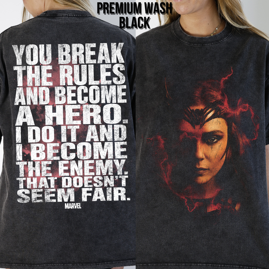Scarlet Witch Shirt – Wanda Maximoff You Break The Rules And Become A Hero Tee, Scarlet Witch Marvel Fan Gift, Doctor Strange Multiverse Graphic Shirt, Marvel Villain Shirt