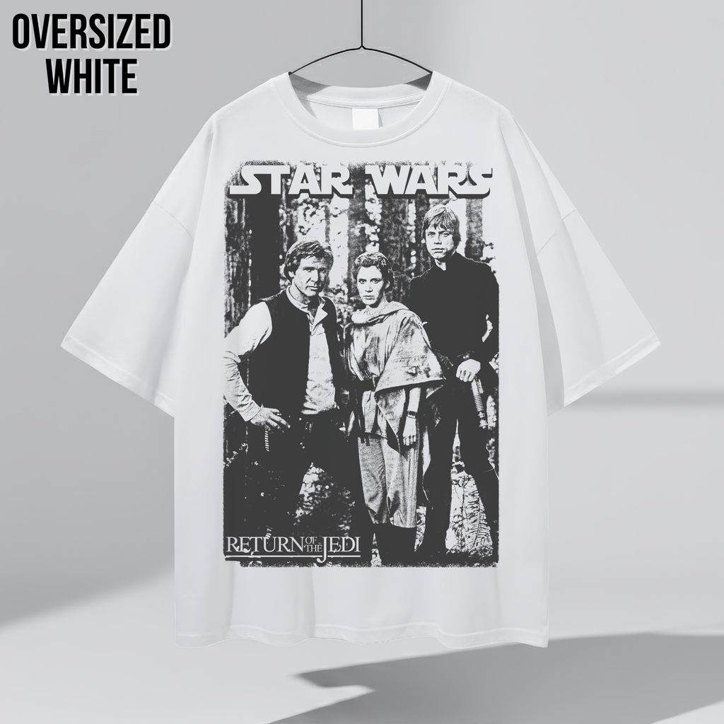 Star Wars Return Of The Jedi Shirt – Han Leia Luke Endor Graphic Tee, Star Wars Fan Gift, Original Trilogy Black and White Tee