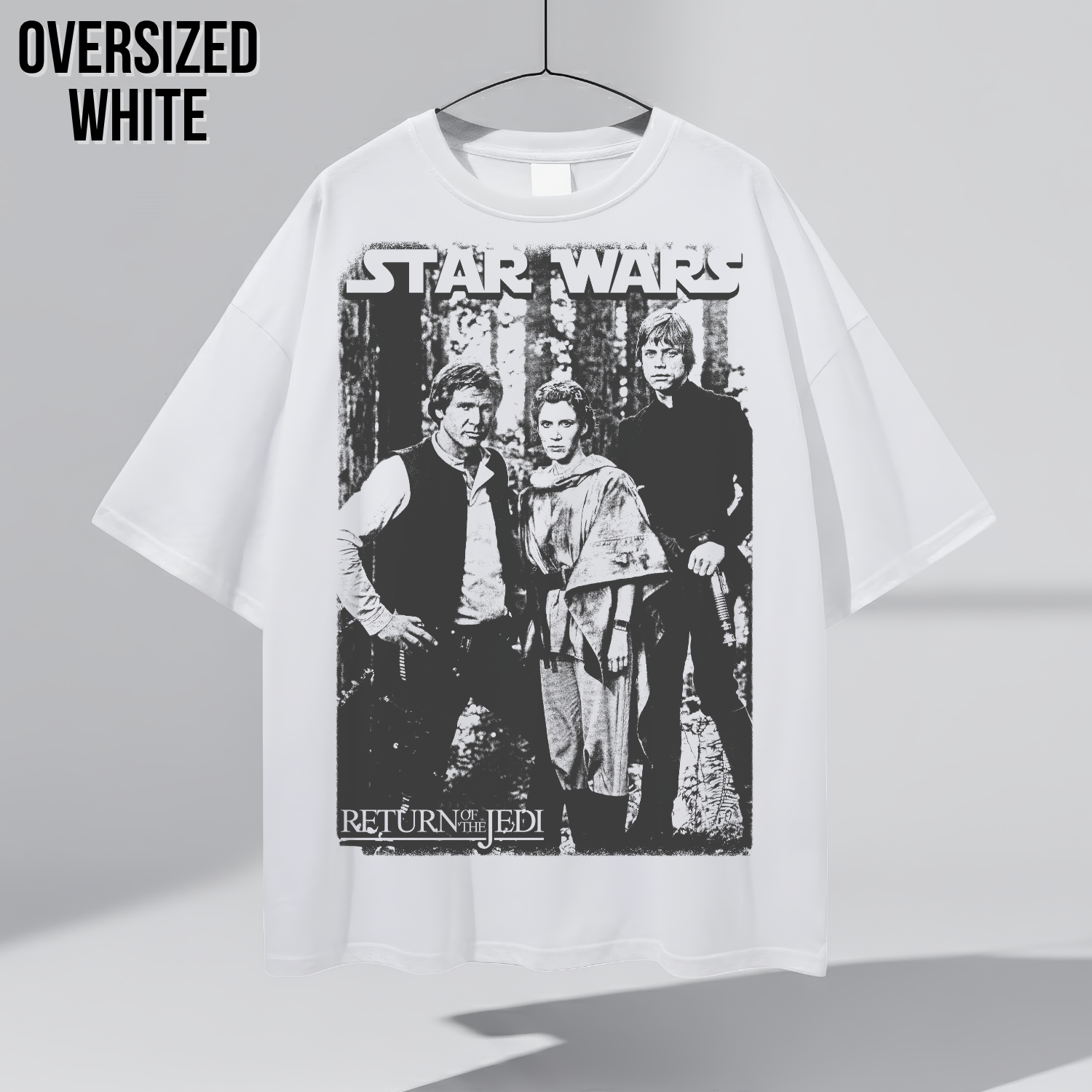 Star Wars Return Of The Jedi Shirt – Han Leia Luke Endor Graphic Tee, Star Wars Fan Gift, Original Trilogy Black and White Tee