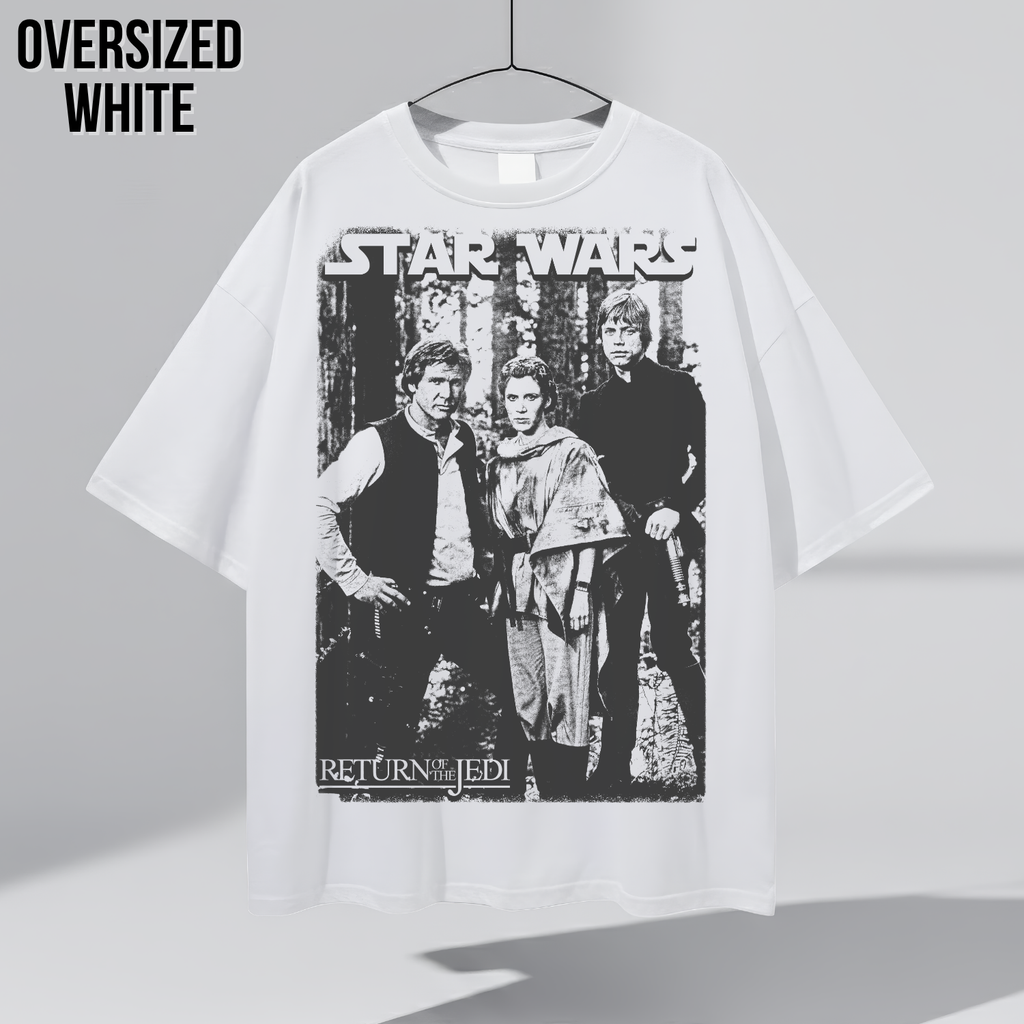 Star Wars Return Of The Jedi Shirt – Han Leia Luke Endor Graphic Tee, Star Wars Fan Gift, Original Trilogy Black and White Tee