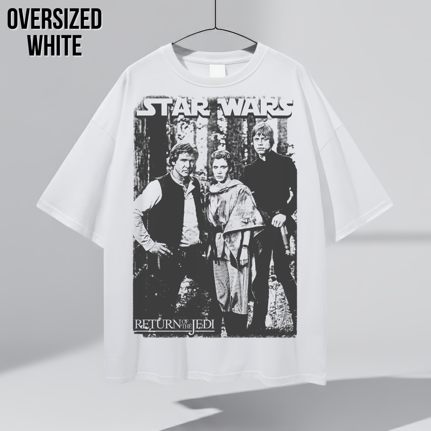 Star Wars Return Of The Jedi Shirt – Han Leia Luke Endor Graphic Tee, Star Wars Fan Gift, Original Trilogy Black and White Tee