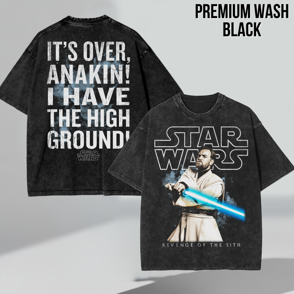 Star Wars Obi-Wan Kenobi Shirt – I Have The High Ground Double Sided Graphic Tee, Revenge Of The Sith Fan Gift, Star Wars Quote Shirt