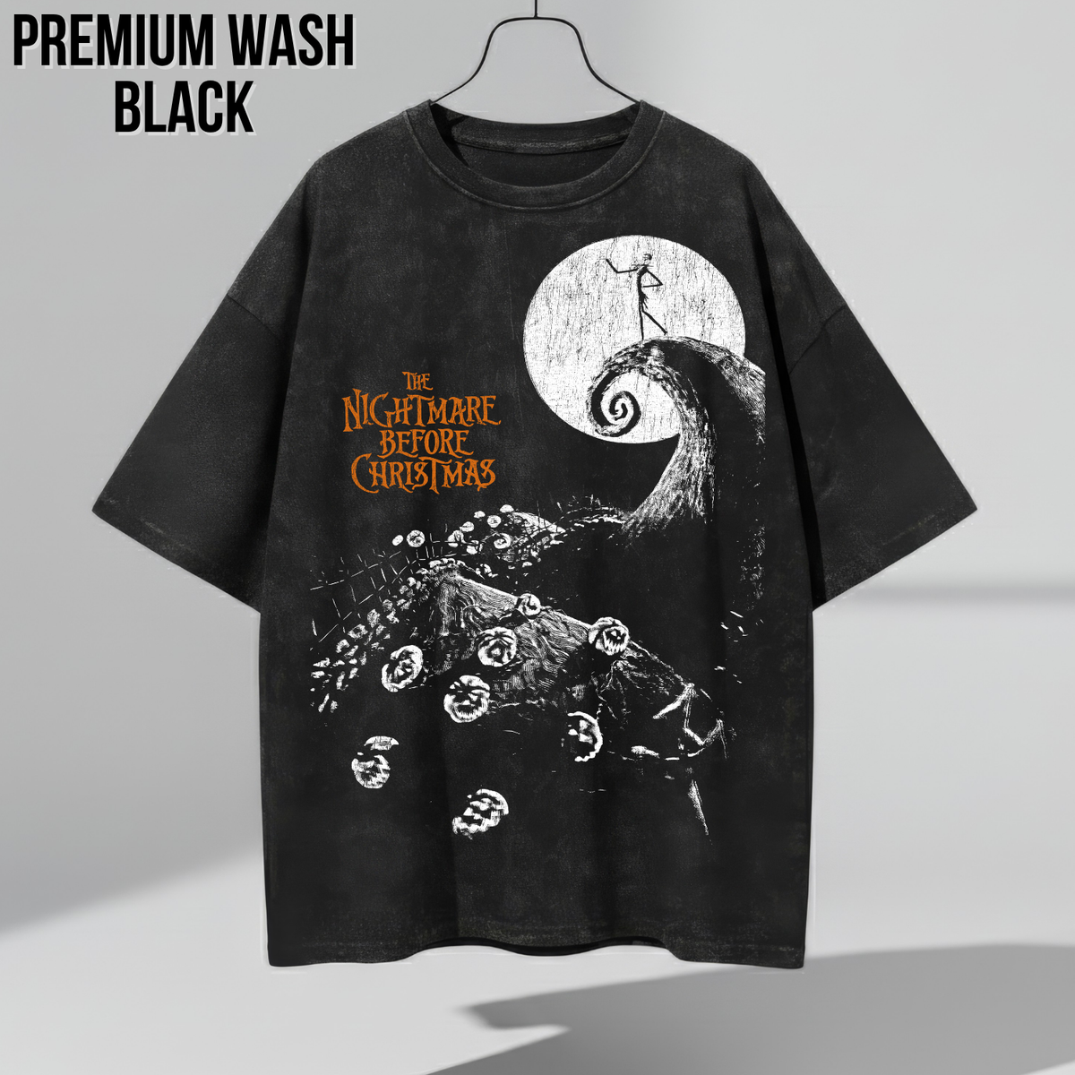 Nightmare Before Christmas Shirt – Tim Burton Nightmare Before Christmas Vintage Graphic Shirt, Jack Skellington Spiral Hill Moon Tee, Disney Halloween Fan Gift, Halloween Movie Merch