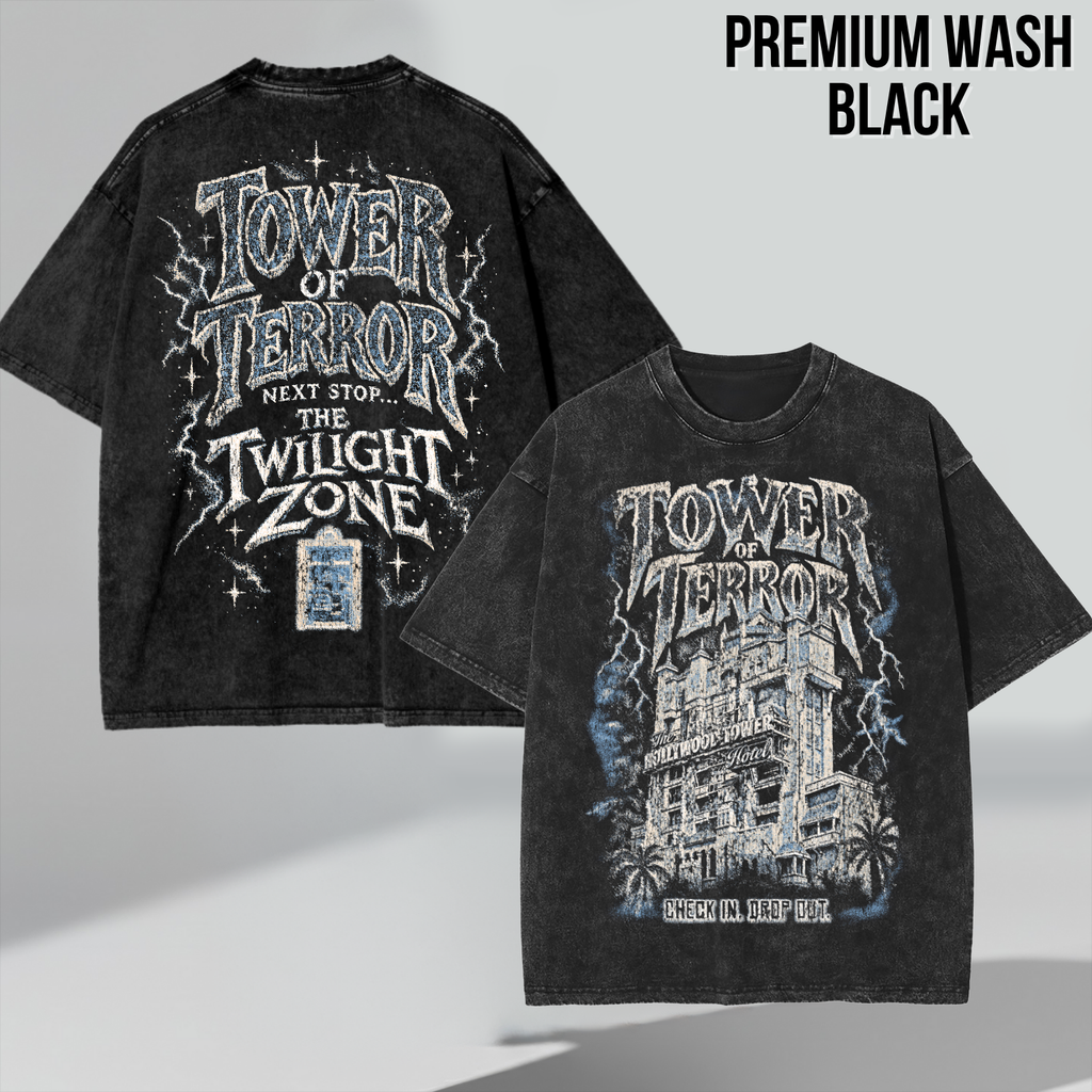 Tower of Terror Shirt – Hollywood Tower Hotel Double Sided Disney Ride Graphic Shirt, Disney Parks Fan Gift, Vintage Tower of Terror Twilight Zone Shirt, Retro Disney Attraction Merch