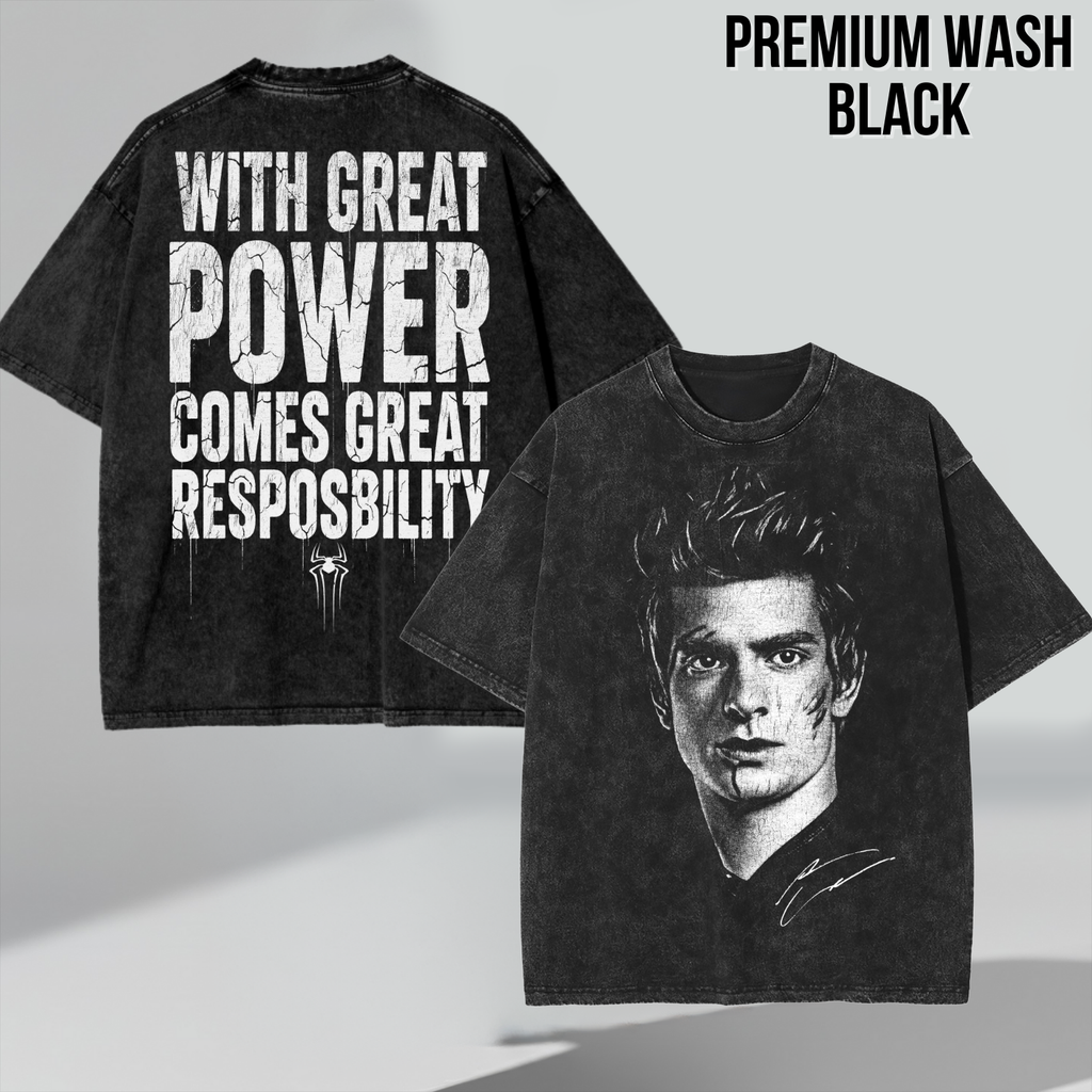 Andrew Garfield Spider-Man Shirt | With Great Power Comes Great Responsibility Tee