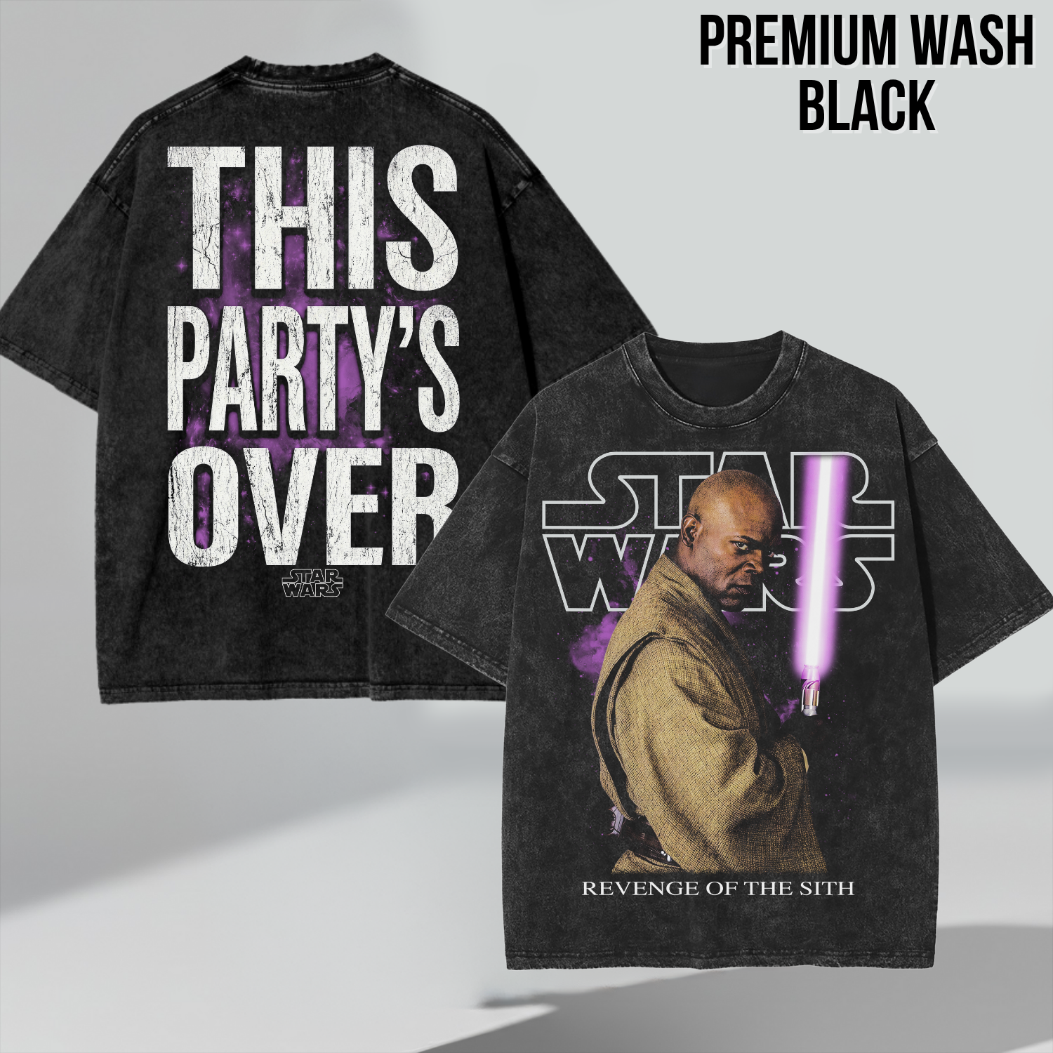 Star Wars Mace Windu Shirt – This Party's Over Double Sided Graphic Tee, Mace Windu Fan Gift, Revenge Of The Sith Shirt