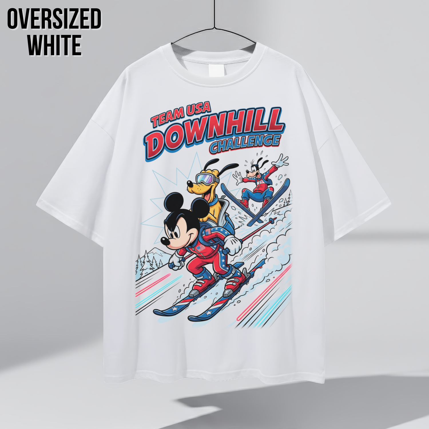 Mickey & Friends Team USA Downhill Skiing Shirt: Vintage Disney Winter Sports Tee