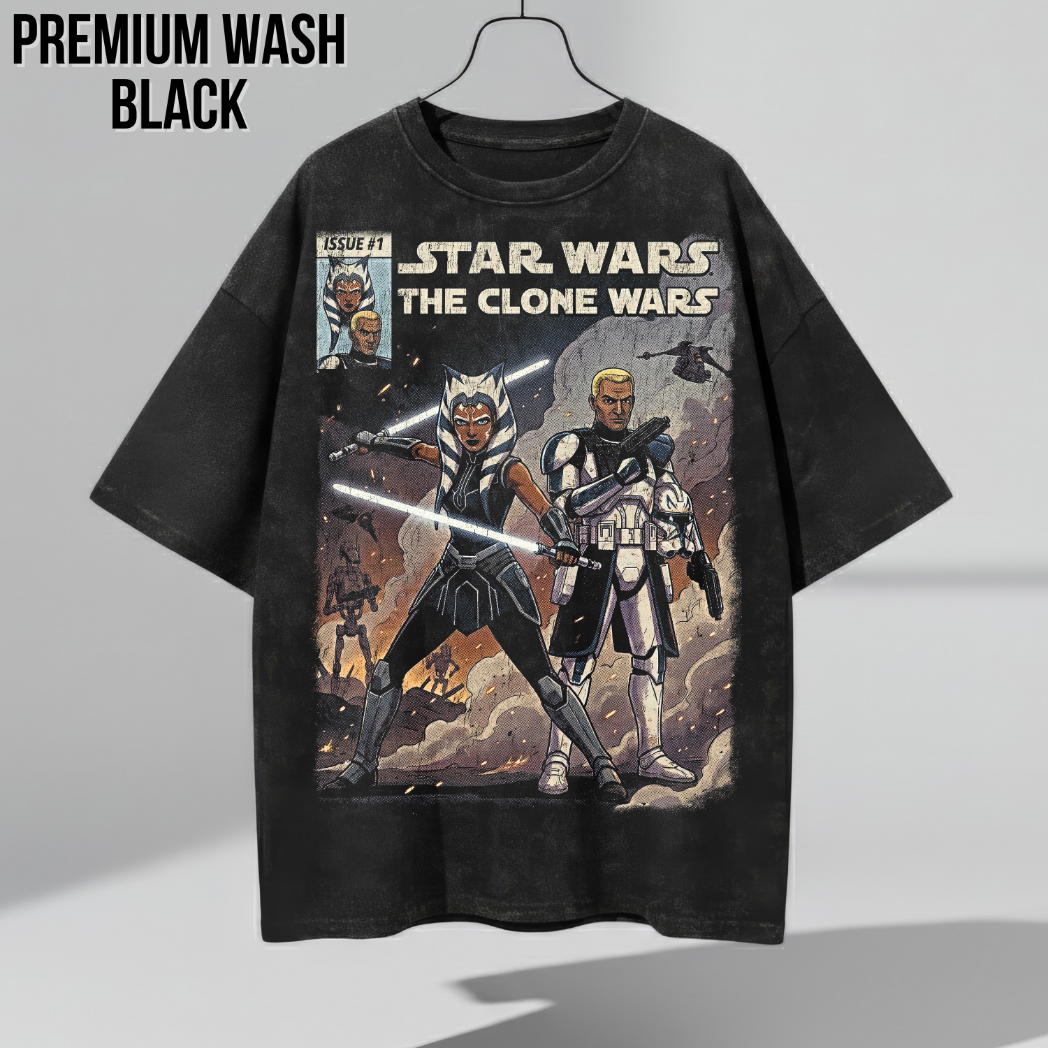 Star Wars the Clone Wars Shirt – Ahsoka Tano & Captain Rex Vintage Comic Tee