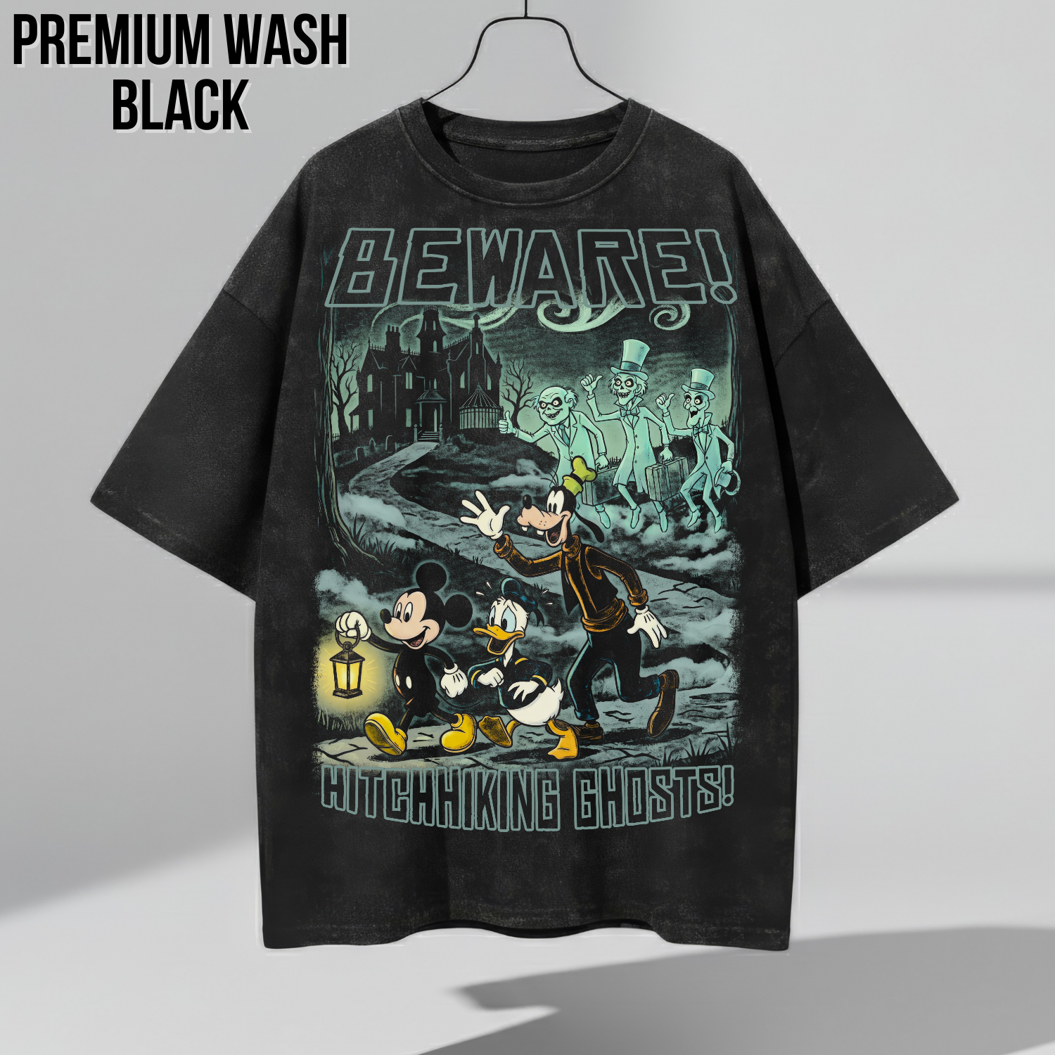 Haunted Mansion Shirt – Mickey, Donald & Goofy Hitchhiking Ghosts Vintage Tee