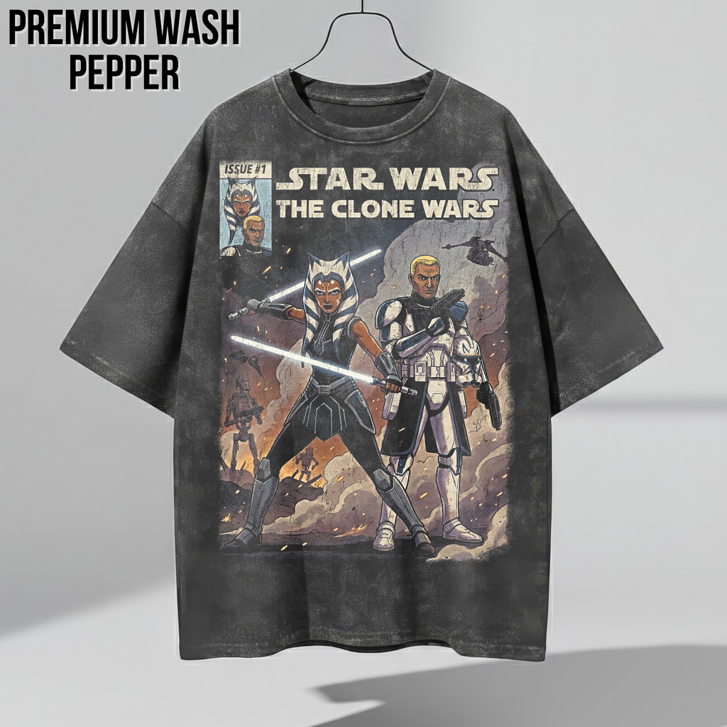 Star Wars the Clone Wars Shirt – Ahsoka Tano & Captain Rex Vintage Comic Tee