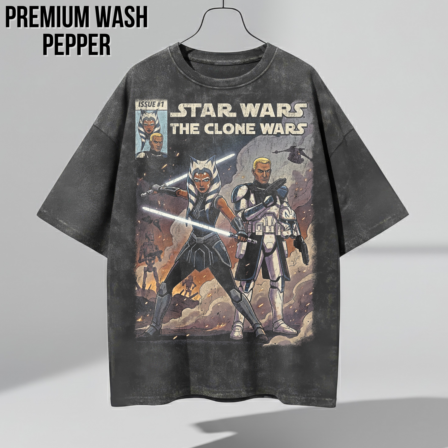 Star Wars the Clone Wars Shirt – Ahsoka Tano & Captain Rex Vintage Comic Tee