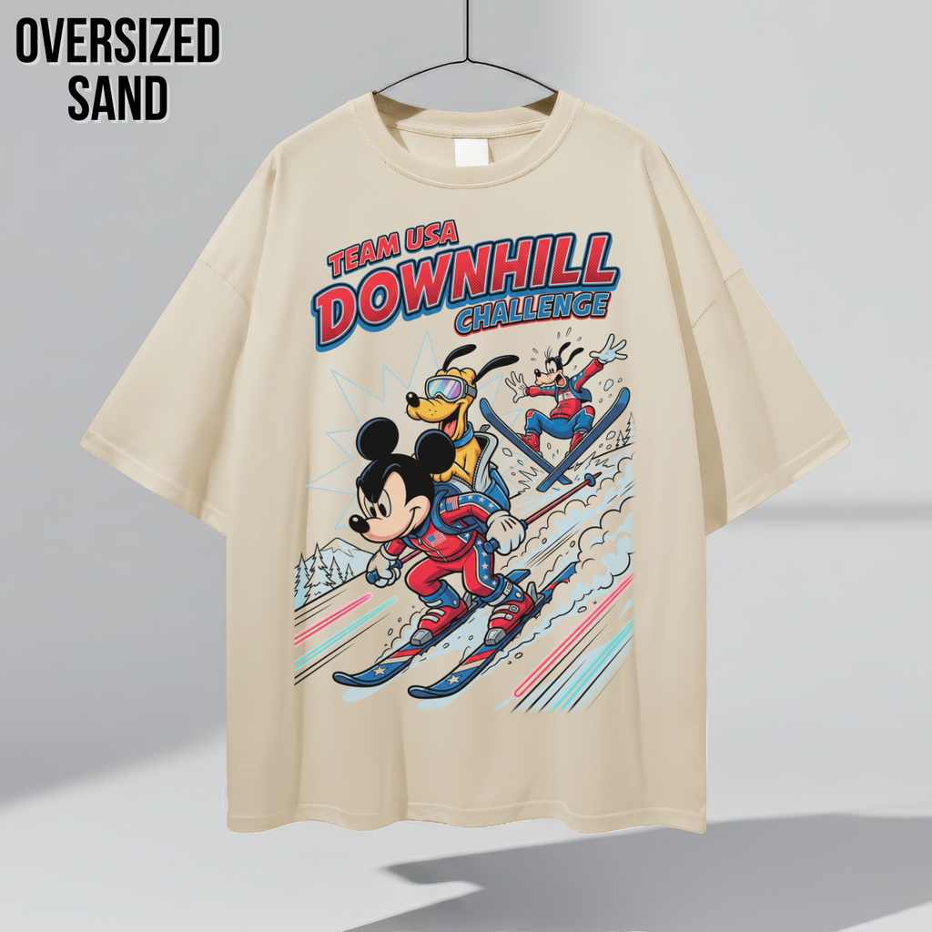 Mickey & Friends Team USA Downhill Skiing Shirt: Vintage Disney Winter Sports Tee