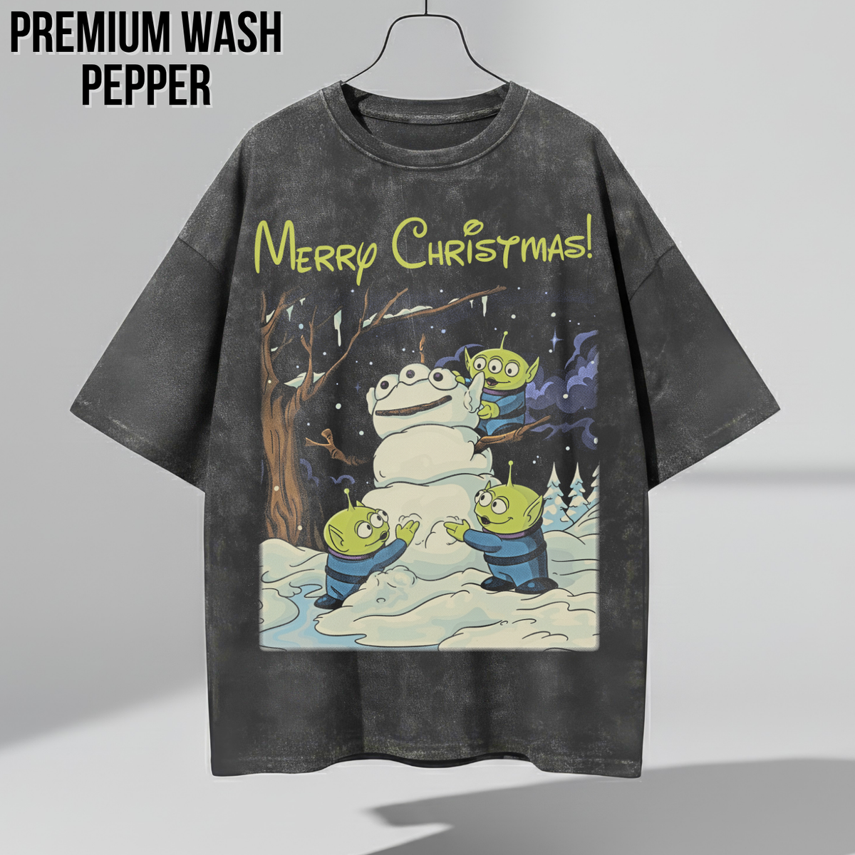 Toy Story Aliens Christmas Shirt – Pizza Planet Aliens Snowman Merry Christmas Graphic Shirt, Disney Pixar Holiday Fan Gift, Toy Story Christmas Shirt, Disney Pixar Holiday Merch