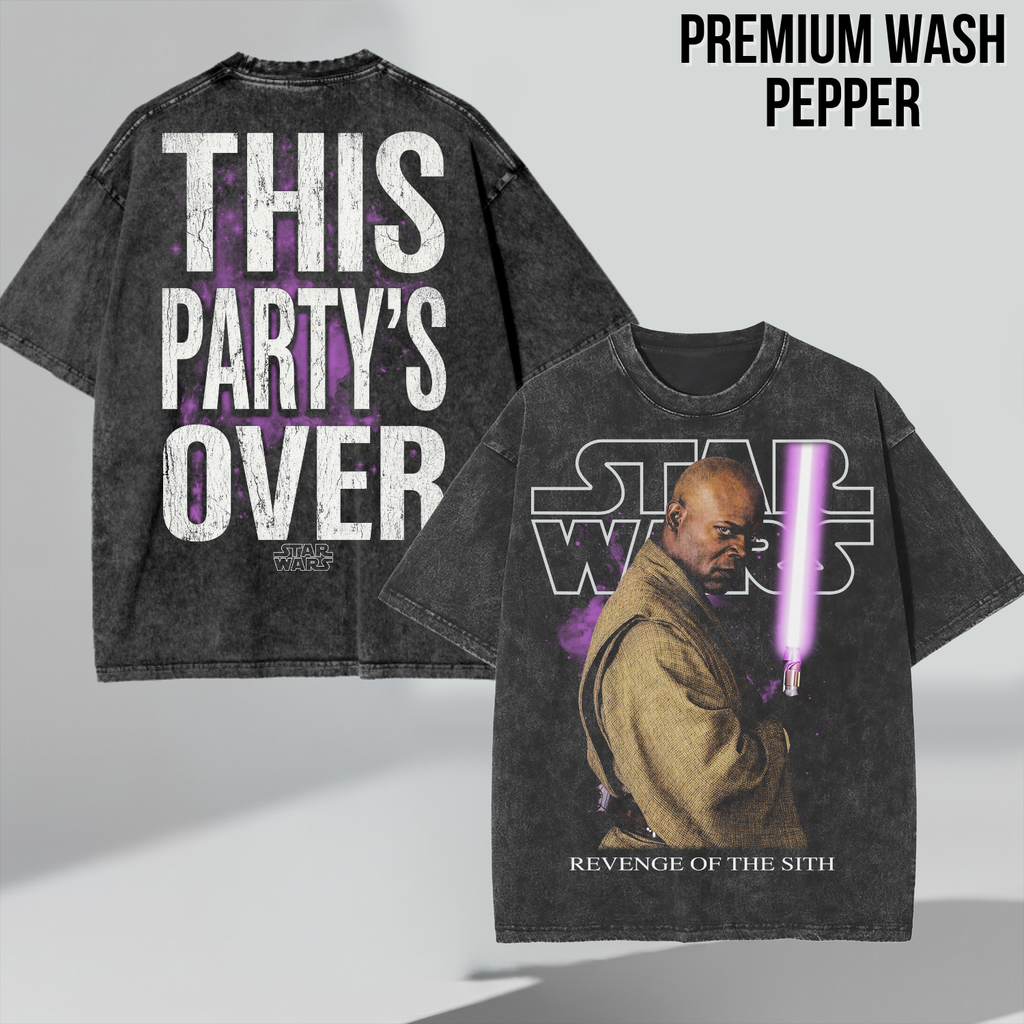 Star Wars Mace Windu Shirt – This Party's Over Double Sided Graphic Tee, Mace Windu Fan Gift, Revenge Of The Sith Shirt