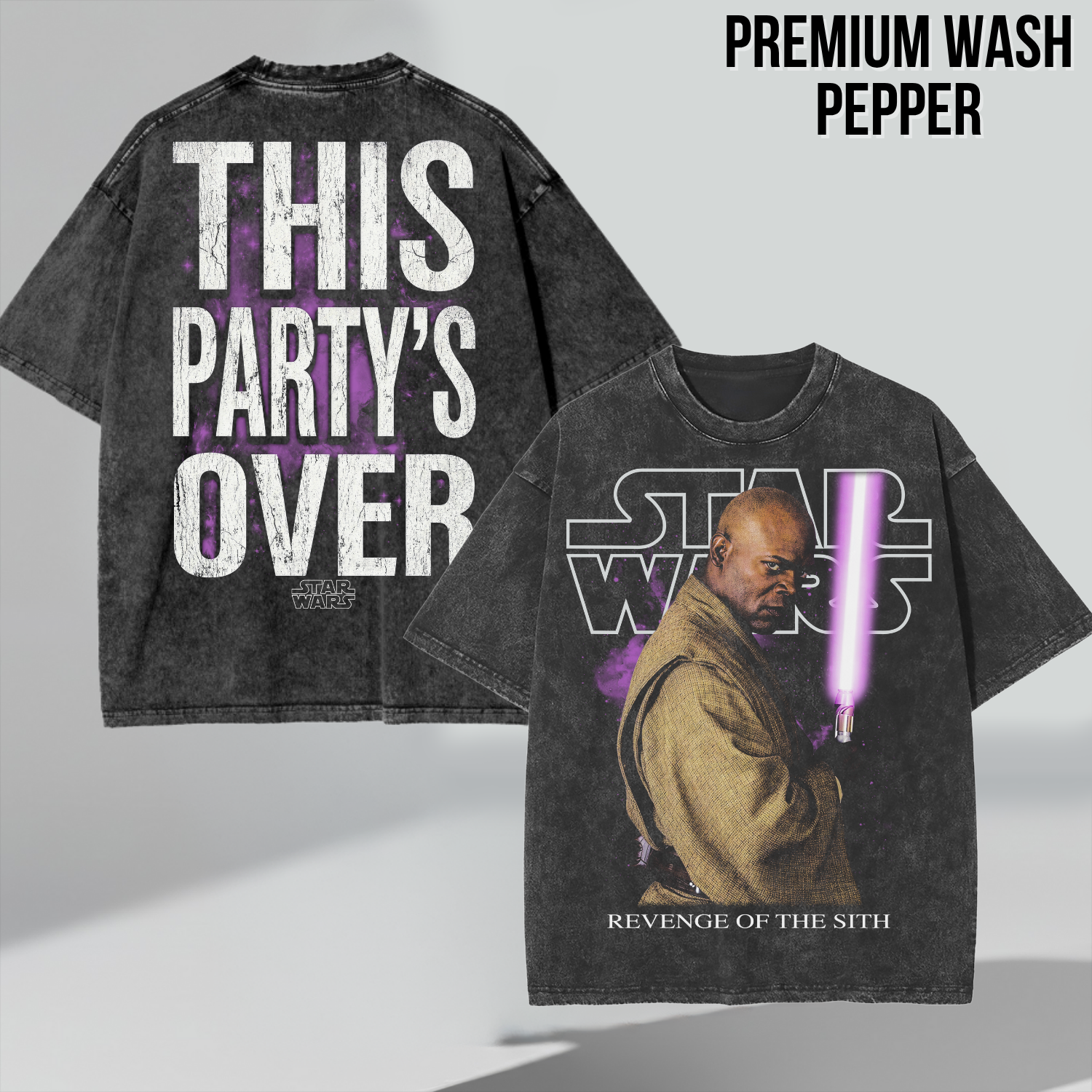 Star Wars Mace Windu Shirt – This Party's Over Double Sided Graphic Tee, Mace Windu Fan Gift, Revenge Of The Sith Shirt