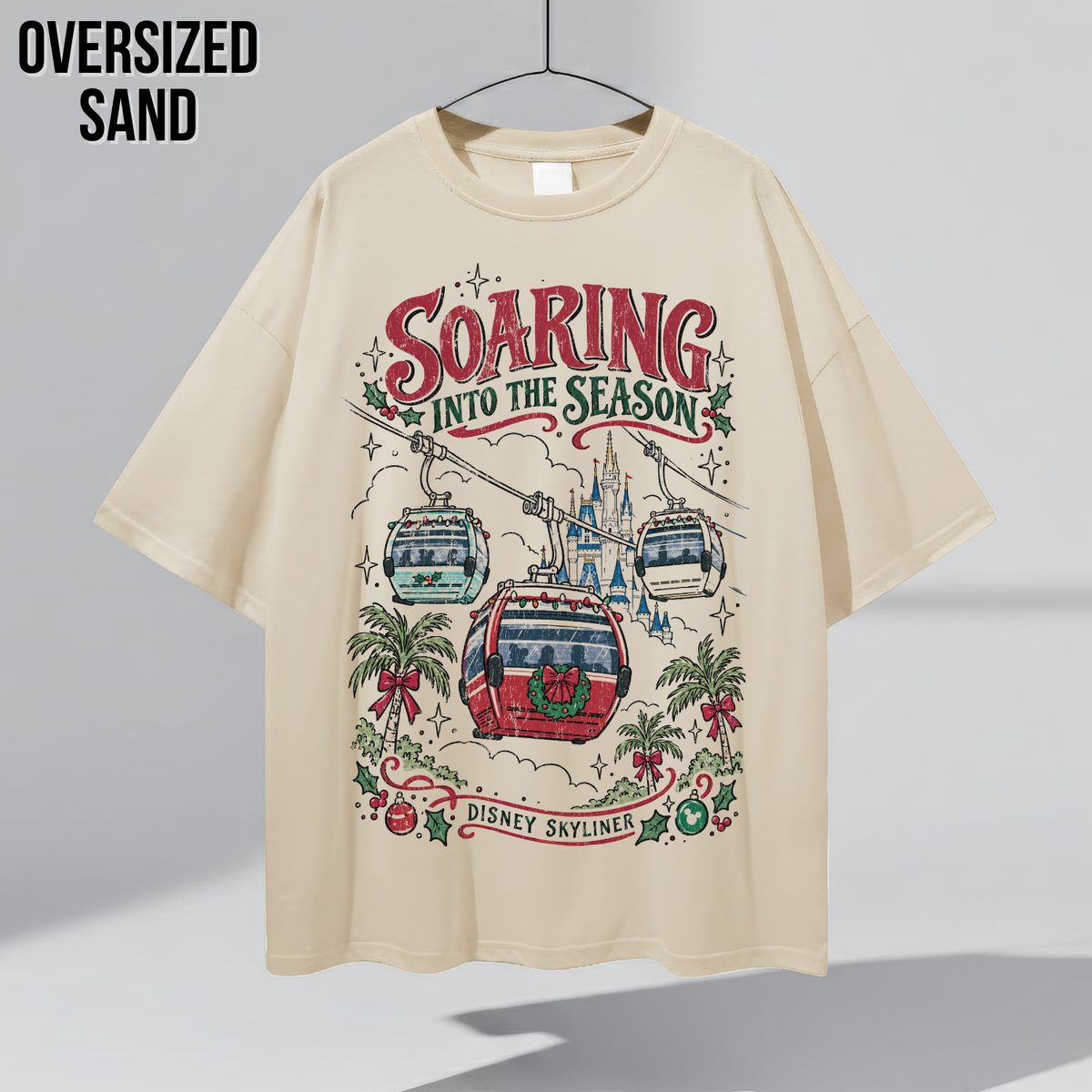 Disney Skyliner Christmas Shirt – Soaring Into the Season Gondola Holiday Graphic Shirt, Disney World Holiday Fan Gift, Disney Christmas Skyliner Shirt, Disney Holiday Merch