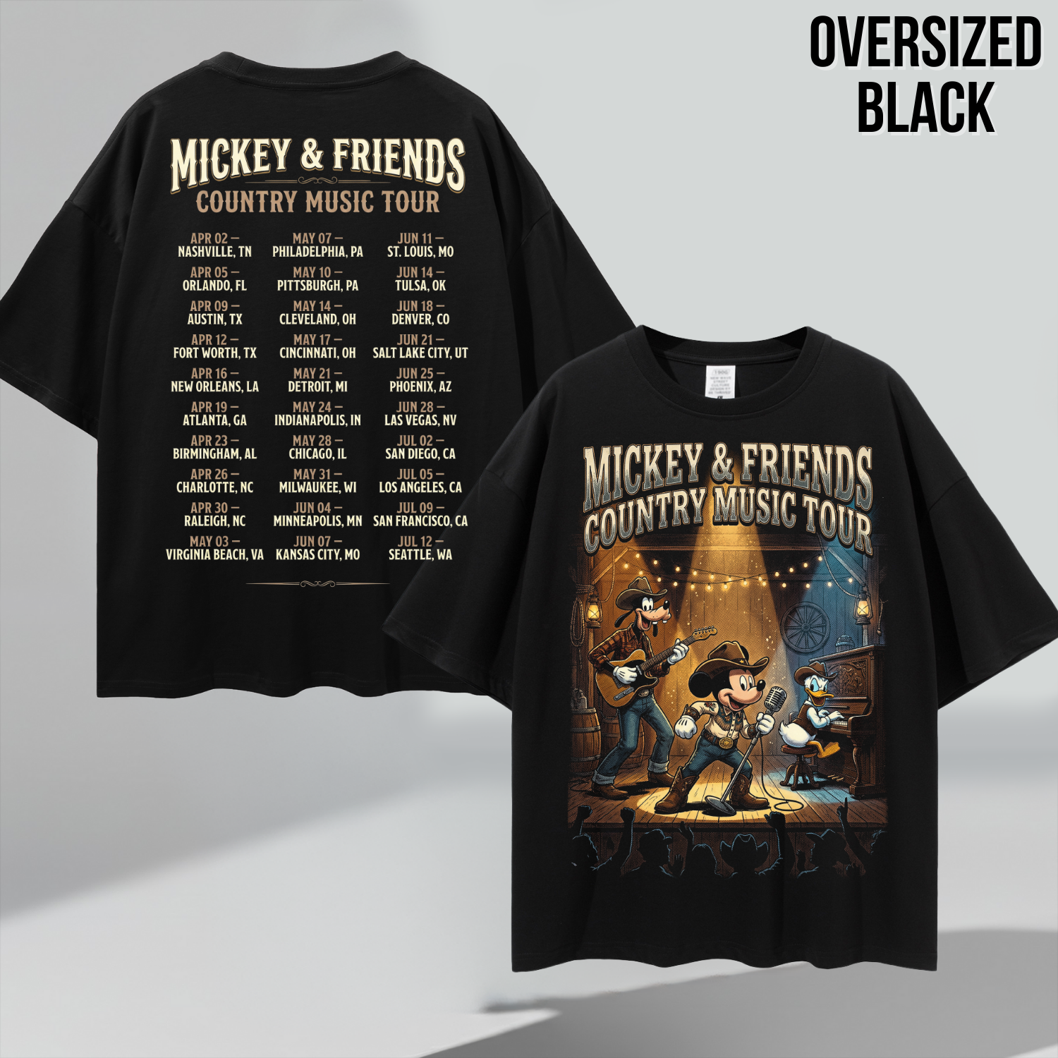 Mickey & Friends Country Music Tour Shirt – Mickey, Donald, Goofy Western Concert Tee