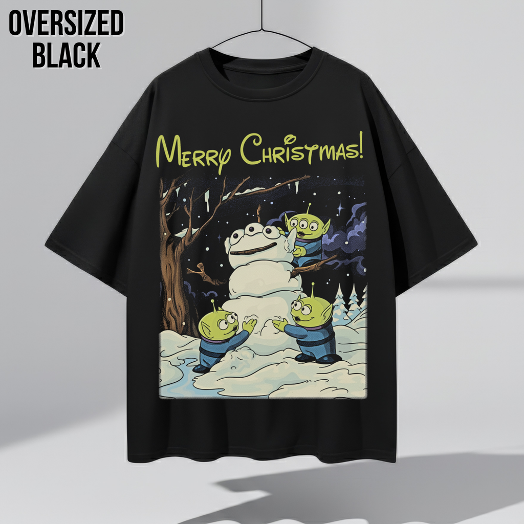 Toy Story Aliens Christmas Shirt – Pizza Planet Aliens Snowman Merry Christmas Graphic Shirt, Disney Pixar Holiday Fan Gift, Toy Story Christmas Shirt, Disney Pixar Holiday Merch