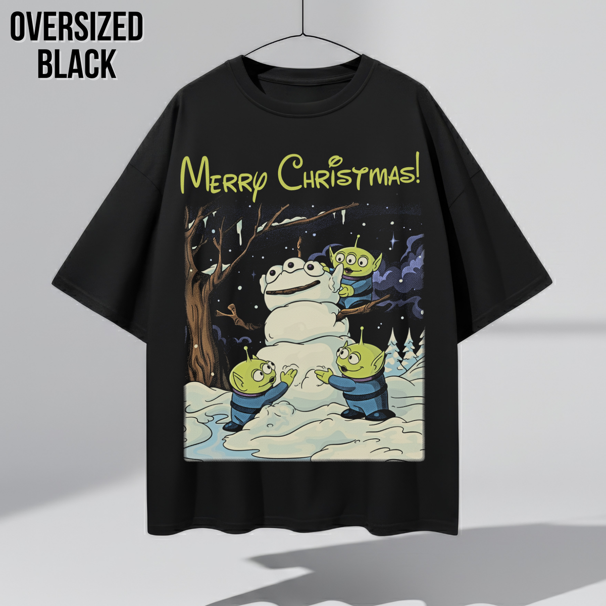 Toy Story Aliens Christmas Shirt – Pizza Planet Aliens Snowman Merry Christmas Graphic Shirt, Disney Pixar Holiday Fan Gift, Toy Story Christmas Shirt, Disney Pixar Holiday Merch