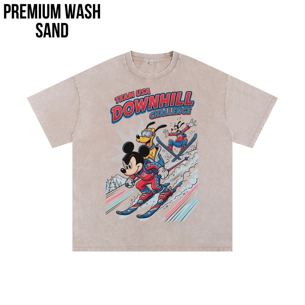 Mickey & Friends Team USA Downhill Skiing Shirt: Vintage Disney Winter Sports Tee