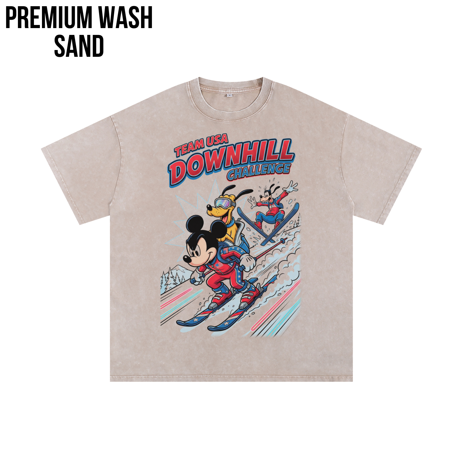 Mickey & Friends Team USA Downhill Skiing Shirt: Vintage Disney Winter Sports Tee