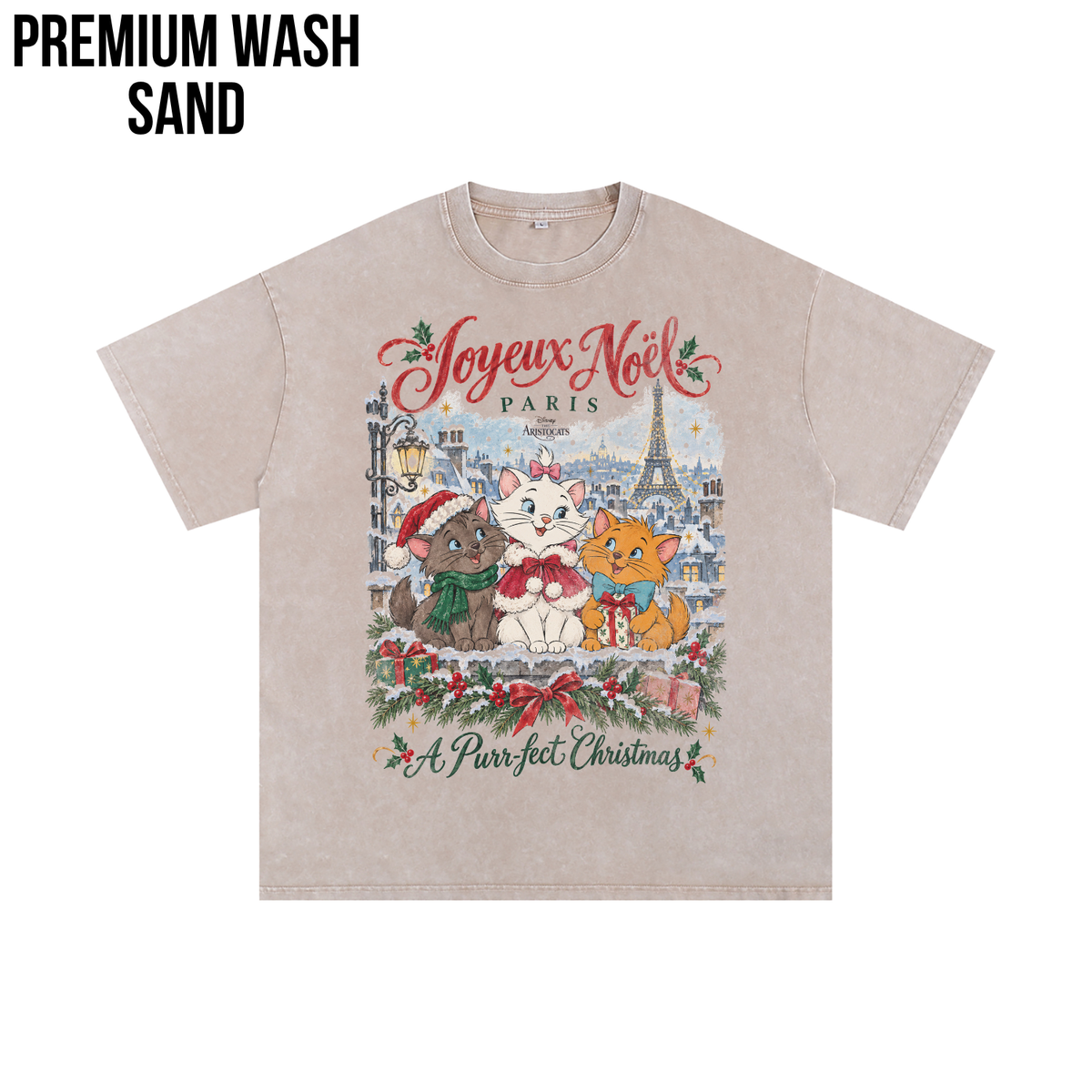 Aristocats Christmas Shirt – Joyeux Noël Paris Marie Berlioz Toulouse Graphic Shirt, Disney Aristocats Holiday Fan Gift, Disney Christmas Cat Shirt, Disney Holiday Merch