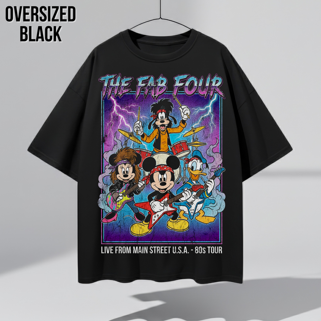 The Fab Four Disney Shirt – 80s Rock Band Mickey Goofy Donald Minnie Tee