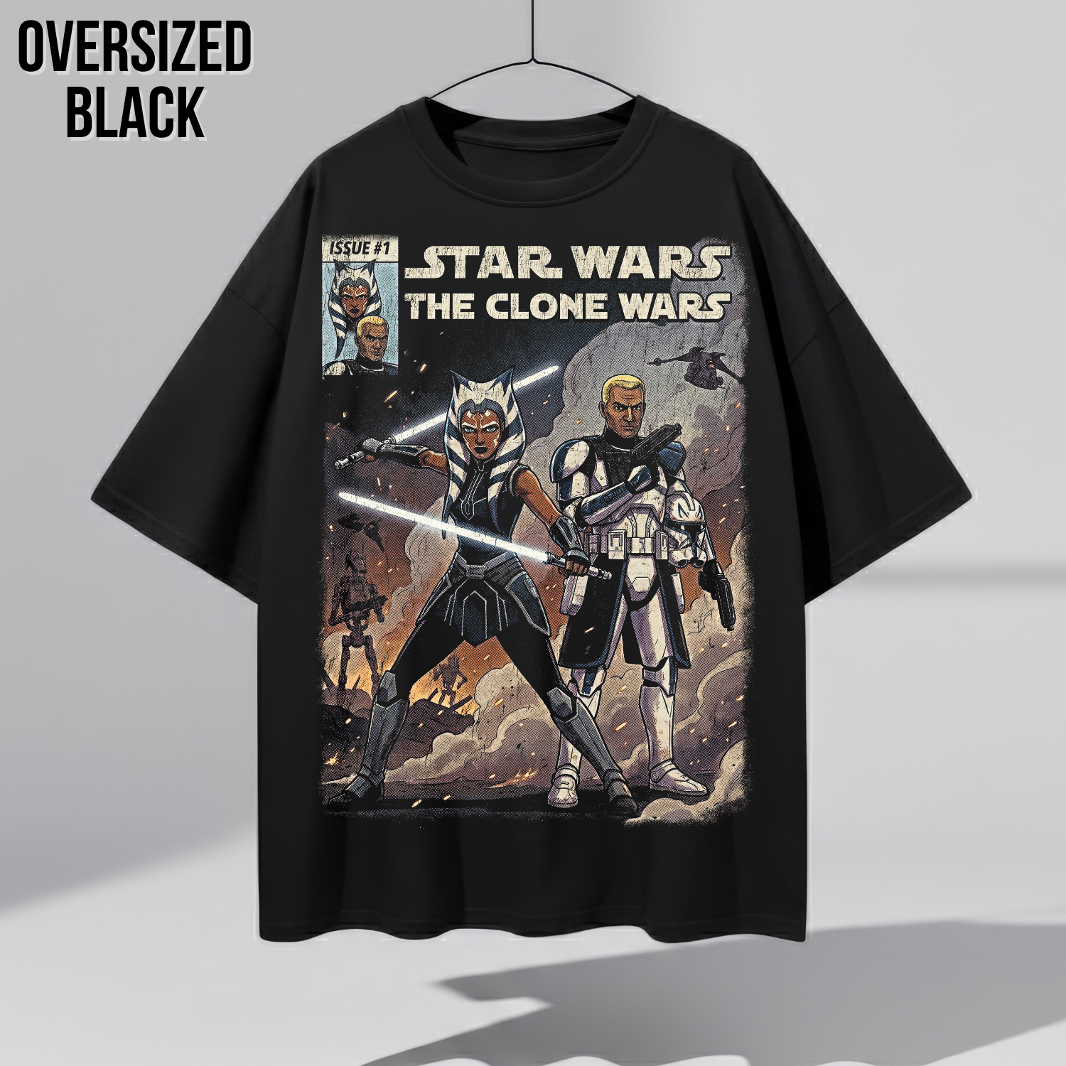 Star Wars the Clone Wars Shirt – Ahsoka Tano & Captain Rex Vintage Comic Tee