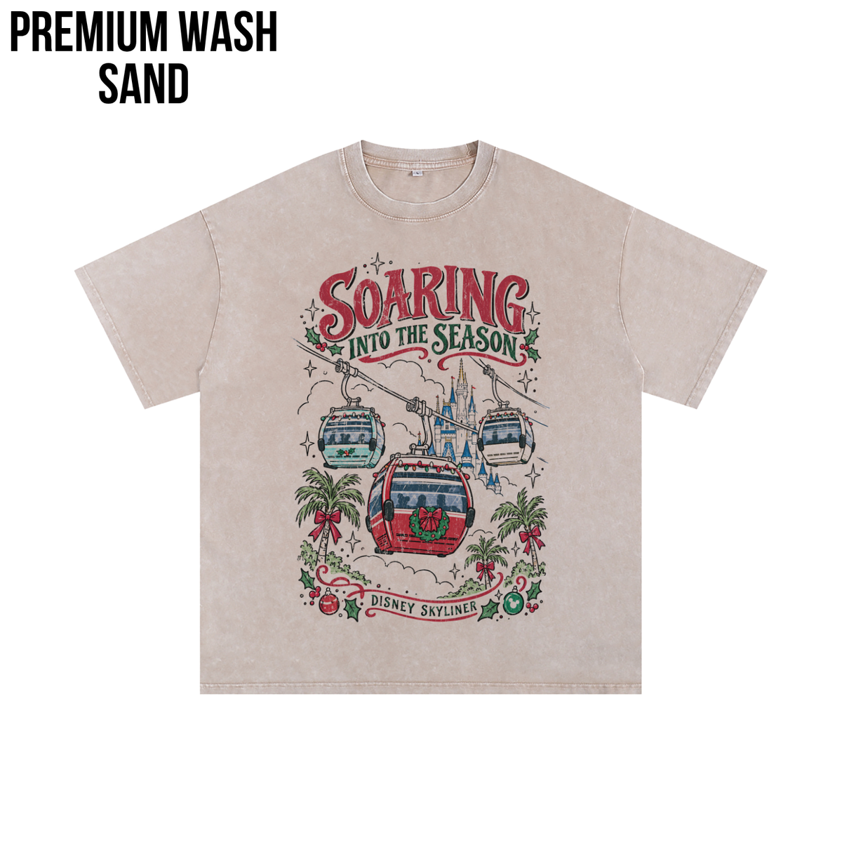Disney Skyliner Christmas Shirt – Soaring Into the Season Gondola Holiday Graphic Shirt, Disney World Holiday Fan Gift, Disney Christmas Skyliner Shirt, Disney Holiday Merch