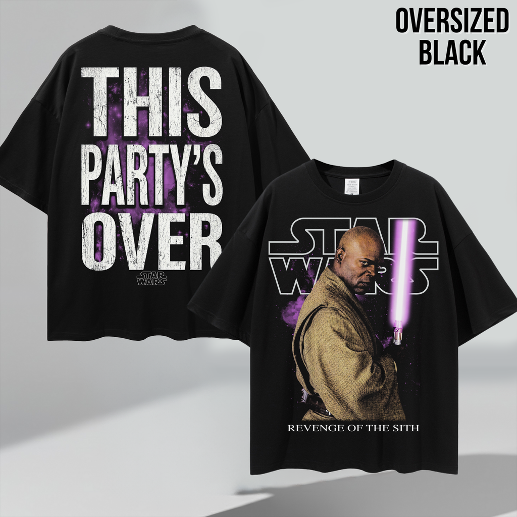Star Wars Mace Windu Shirt – This Party's Over Double Sided Graphic Tee, Mace Windu Fan Gift, Revenge Of The Sith Shirt