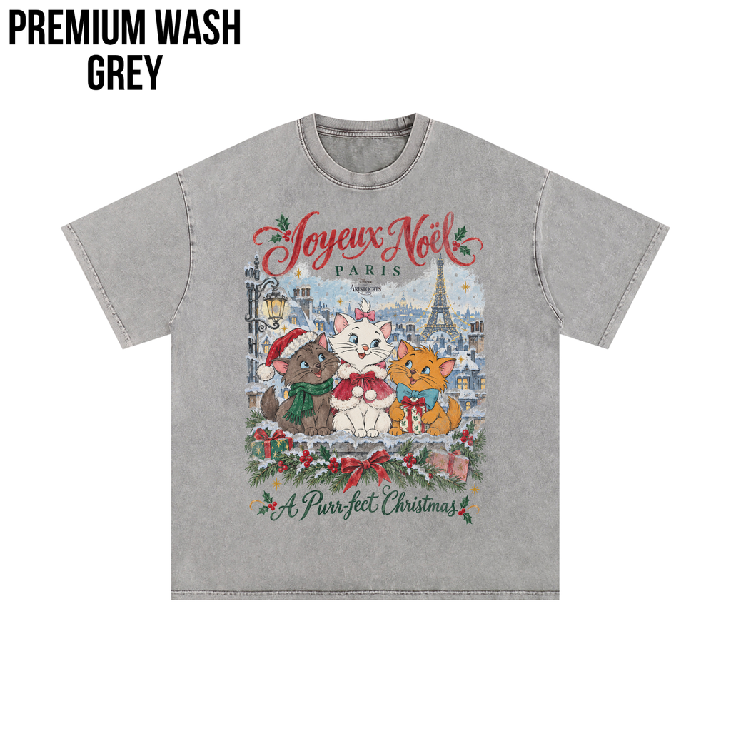 Aristocats Christmas Shirt – Joyeux Noël Paris Marie Berlioz Toulouse Graphic Shirt, Disney Aristocats Holiday Fan Gift, Disney Christmas Cat Shirt, Disney Holiday Merch
