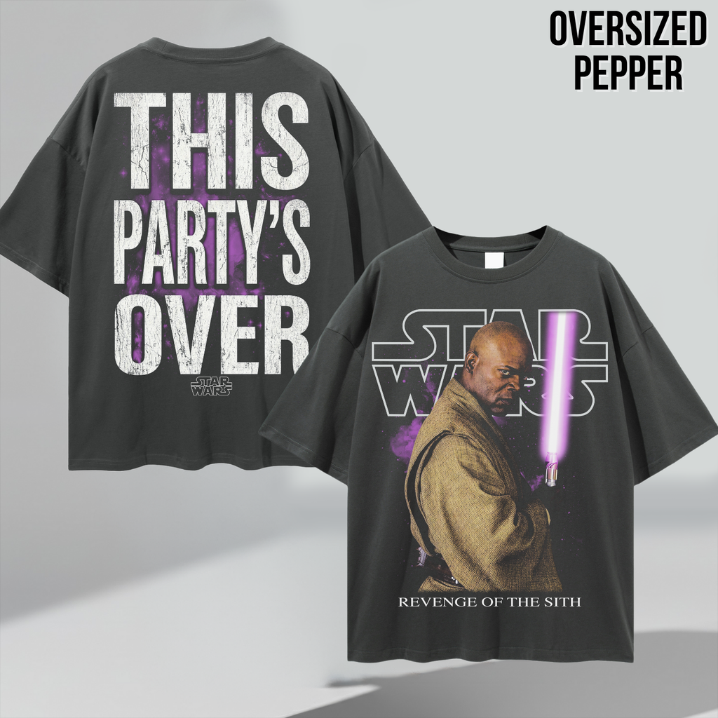Star Wars Mace Windu Shirt – This Party's Over Double Sided Graphic Tee, Mace Windu Fan Gift, Revenge Of The Sith Shirt
