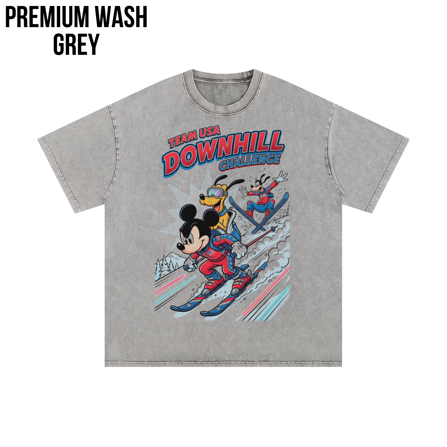 Mickey & Friends Team USA Downhill Skiing Shirt: Vintage Disney Winter Sports Tee