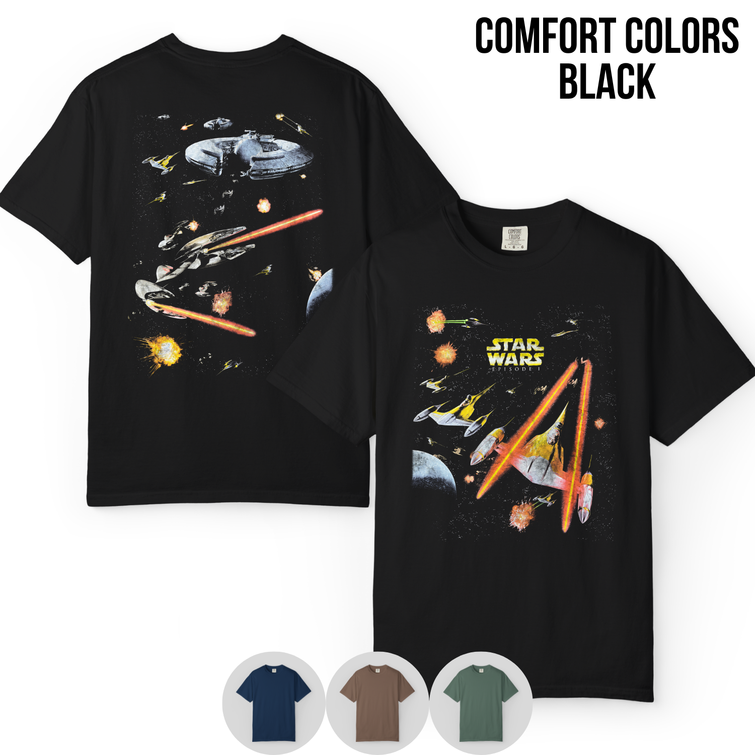 Star Wars Episode I Shirt – Star Wars The Phantom Menace Naboo Space Battle Double Sided Tee, Star Wars Fan Gift, Episode I Graphic Shirt, Star Wars Prequel Shirt
