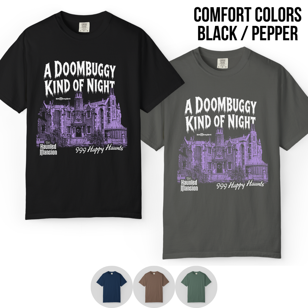 Haunted Mansion Shirt – A Doombuggy Kind of Night Haunted Mansion Tee, 999 Happy Haunts Graphic Shirt, Disney Haunted Mansion Fan Gift, Walt Disney World Halloween Shirt