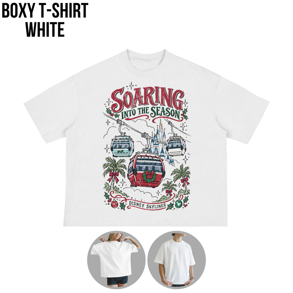 Disney Skyliner Christmas Shirt – Soaring Into the Season Gondola Holiday Graphic Shirt, Disney World Holiday Fan Gift, Disney Christmas Skyliner Shirt, Disney Holiday Merch