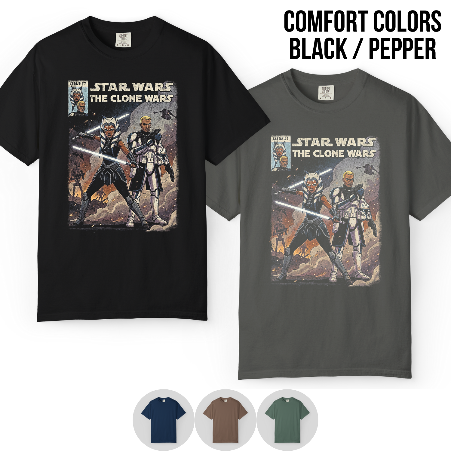 Star Wars the Clone Wars Shirt – Ahsoka Tano & Captain Rex Vintage Comic Tee